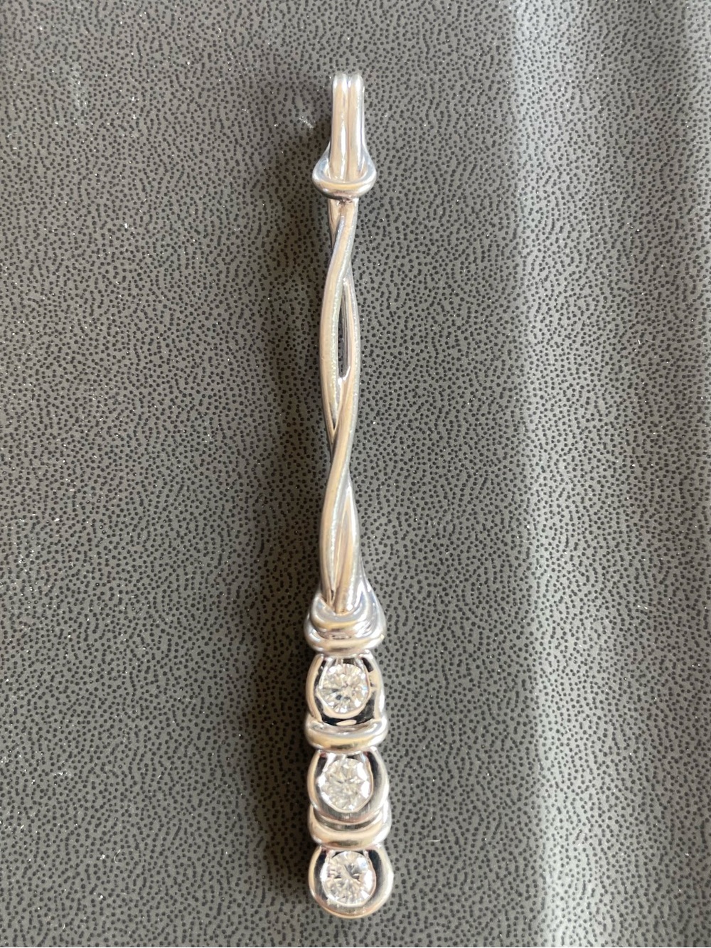 14k White Gold and Diamond Pendant - Beautiful, weighted piece ! One of a kind!